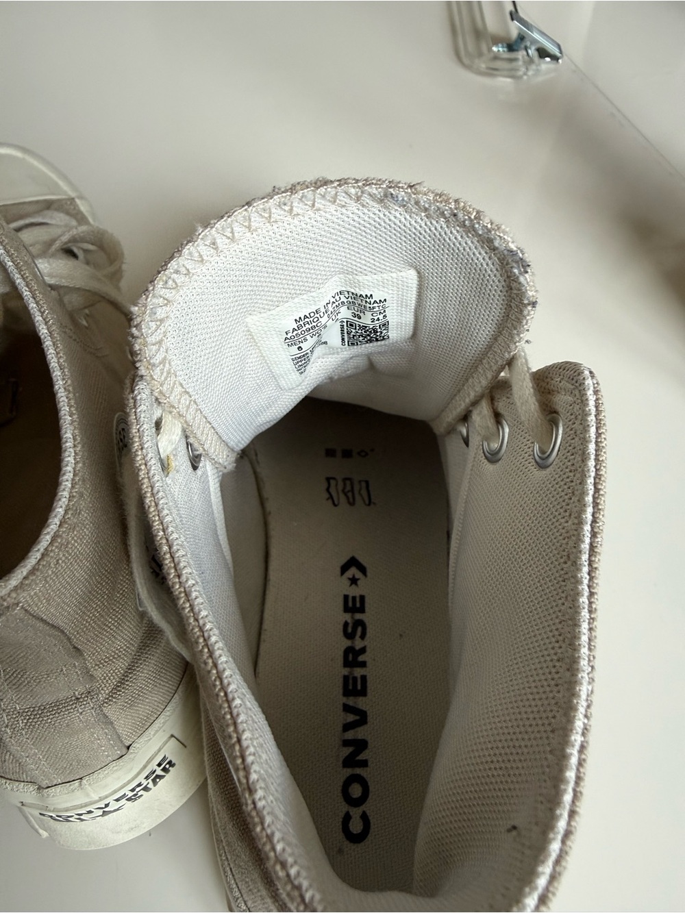 Converse High Top Sneakers - Beige & White - Picture 3 of 7